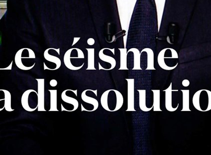 Les Unes de la presse du lundi 10 juin 2024 au lendemain de la dissolution de l'Assemblée Nationale par Emmanuel Macron (vidéos des moments tendus de la soirée)